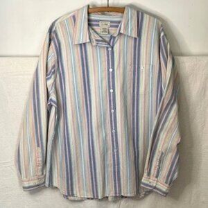 LL Bean Shirt Women X-Large  Striped Button Up Long Sleeves